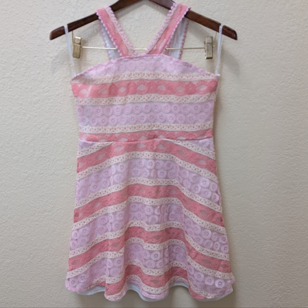 Pastel Juniors Epic Threads pink lace crochet sleeveless Sundress XL